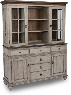 Flexsteel® Plymouth® Distressed Graywash Hutch with base
