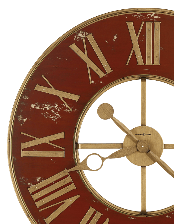 Howard Miller® Boris 32" Antique Red and Brass Wrought Iron Wall Clock 1