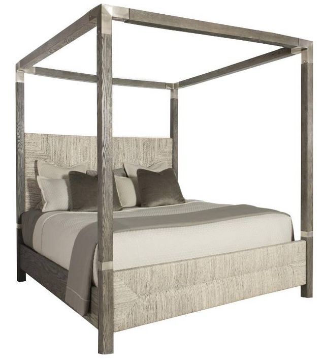 Bernhardt Palma Light Gray Wash/Rustic Grey King Canopy Bed