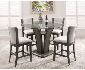Crown Mark Camelia 5-Piece Gray Counter Height Table and Chair Set
