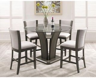 Crown Mark Camelia 5 Piece Gray Counter Height Table and Chair Set