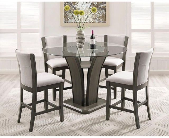 Crown Mark Camelia 5-Piece Gray Counter Height Table and Chair Set-0