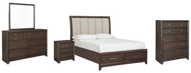 Signature Design by Ashley® Brueban 4-Piece Brown Queen Panel Storage Bed Set