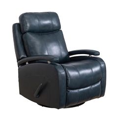 BarcaLounger Duffy Ryegate Sapphire Blue Swivel Glider Leather Recliner