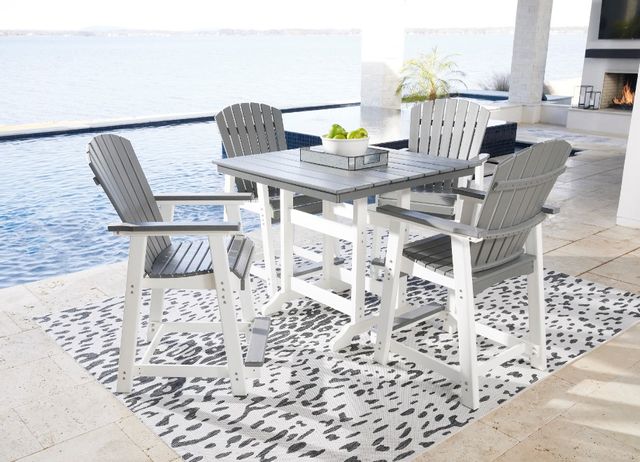 Signature Design by Ashley® Transville 5-Piece Gray/White Outdoor Counter Height Dining Set-3