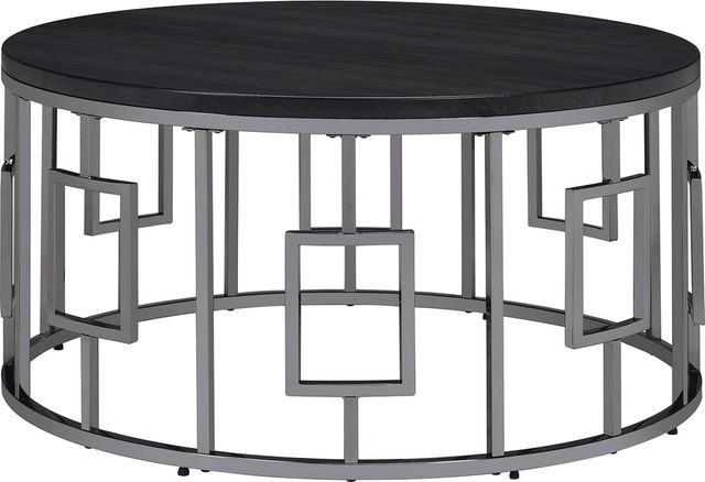 Elements International Ester Black Coffee Table with Chrome Base