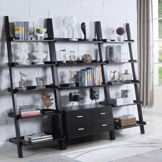 Coaster® Bower 3-Piece Cappuccino Storage Ladder Bookcase Set