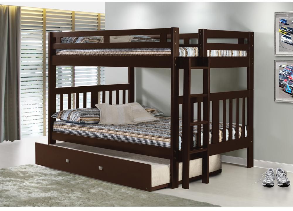 Donco Trading Company Honey Full/Full Mission Bunk Bed With Twin Trundle