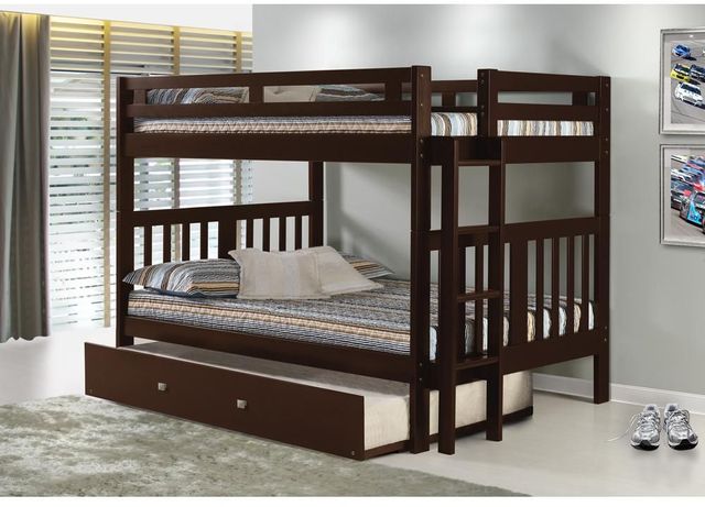 Donco Trading Company Honey Full/Full Mission Bunk Bed With Twin Trundle-0