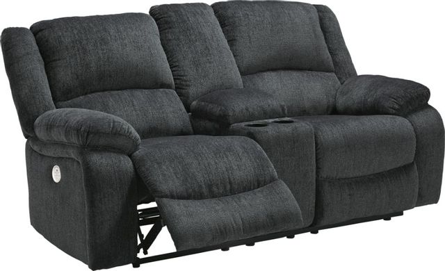Signature Design by Ashley® Draycoll Slate Double Power Reclining Loveseat with Console 1