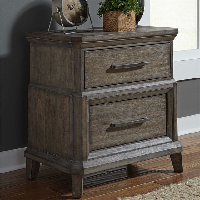 Liberty Furniture Artisan Prairie Gray Dusty Wax Nightstand With Charging Station 7