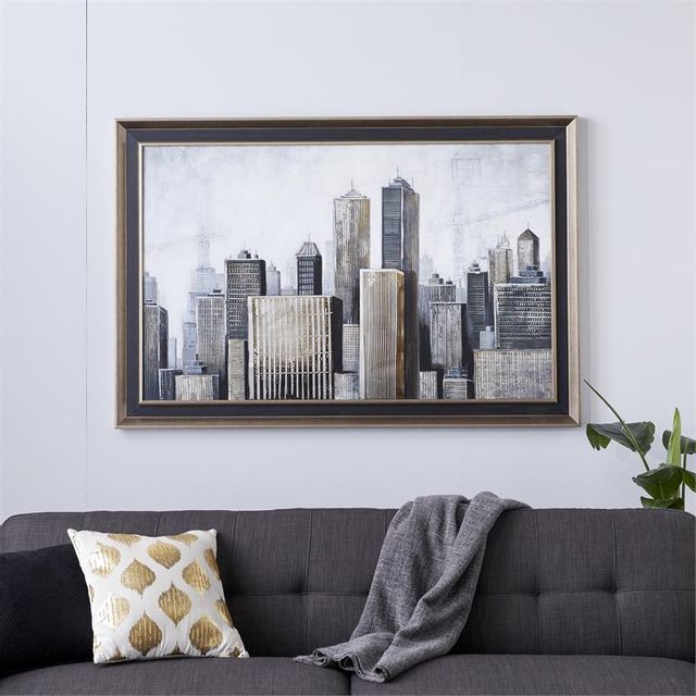 Uma Home Grey Hand Painted Architecture Canvas-1