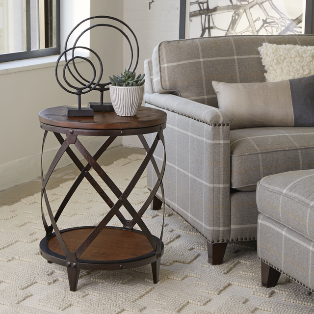 Magnussen Home® Pinebrook Distressed Natural Pine Round Accent Table-1
