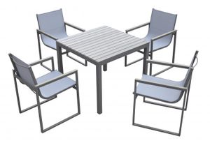 Armen Living Bistro 5-Piece Gray Outdoor Dining Set