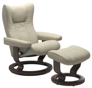 Stressless® by Ekornes® Wing Small Classic Base Chair and Ottoman