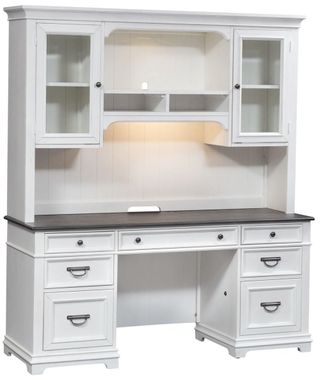 Liberty Allyson Park Wirebrushed White Credenza and Hutch