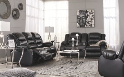 Signature Design by Ashley® Vacherie Black Double Reclining Loveseat with Console 4