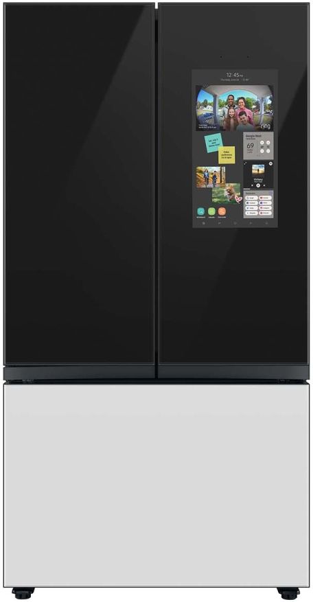 Samsung BESPOKE 36 Inch Freestanding French Door Smart Refrigerator with 30 cu. ft. Total Capacity, Family Hub™ With White Glass Panel