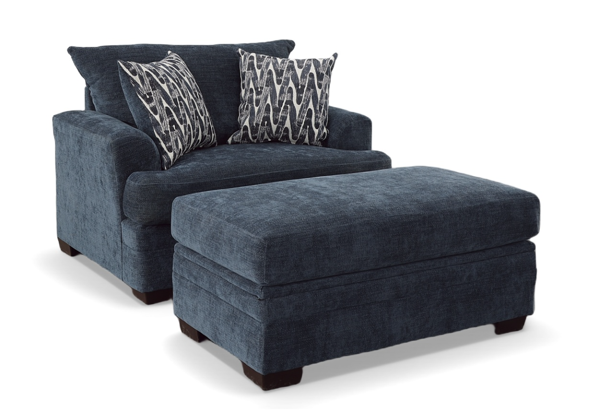 Blue chair best sale and ottoman