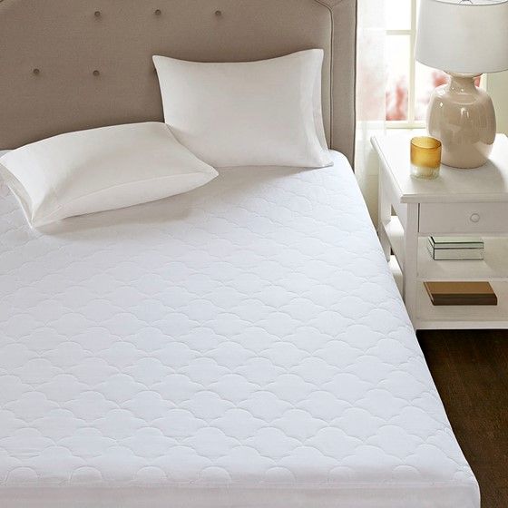 Olliix by Sleep Philosophy White Twin All Natural Cotton Percale Quilted Mattress Pad-2