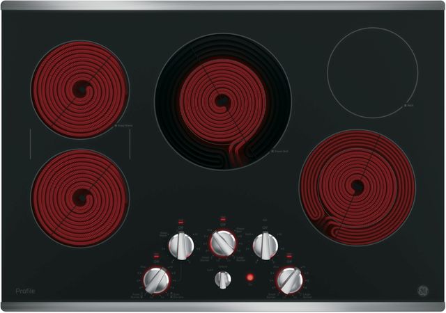 GE Profile™ Series 30" Black with Stainless Steel Electric Cooktop 1