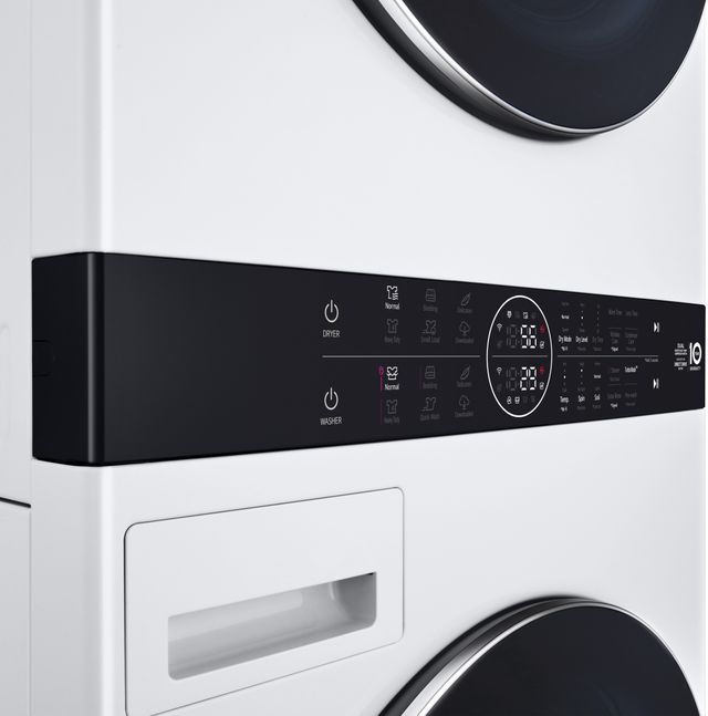 Lg 5.3 Cu. Ft. Washer, 7.8 Cu. Ft. Electric Dryer White Stack Laundry 