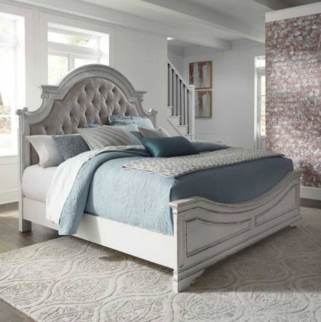 Liberty Magnolia Manor Antique White Queen Upholstered Bed