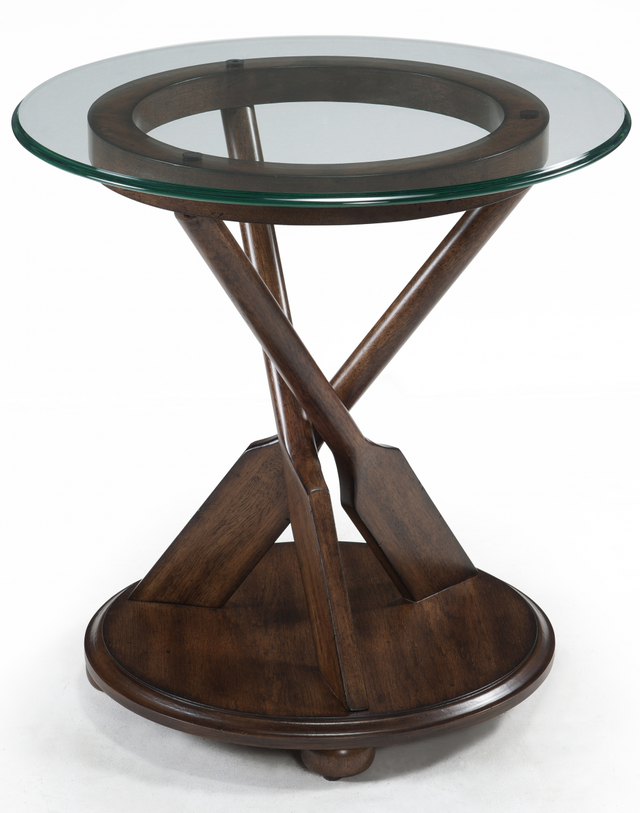 Magnussen Home® Beaufort Dark Oak/Glass Round End Table-0