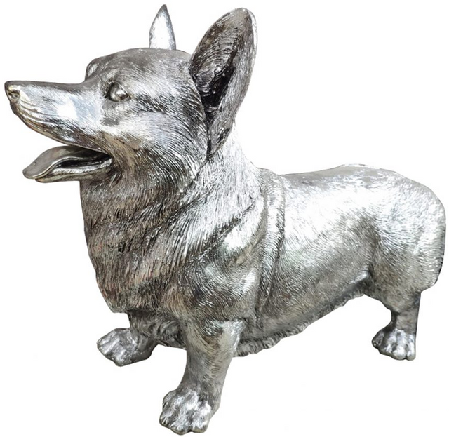Moe's Home Collection Silver Maggie The Corgy Figurine 1