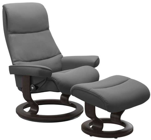 Stressless® by Ekornes® View Small Classic Base Recliner with Ottoman