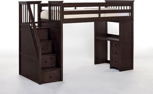 Hillsdale Furniture Schoolhouse Chocolate Twin Loft with Desk End