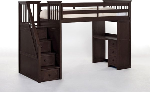 Hillsdale Furniture Schoolhouse Chocolate Twin Loft with Desk End-0