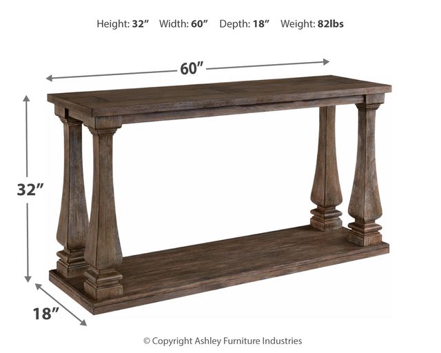 Signature Design by Ashley® Johnelle Weathered Gray Sofa Table 3