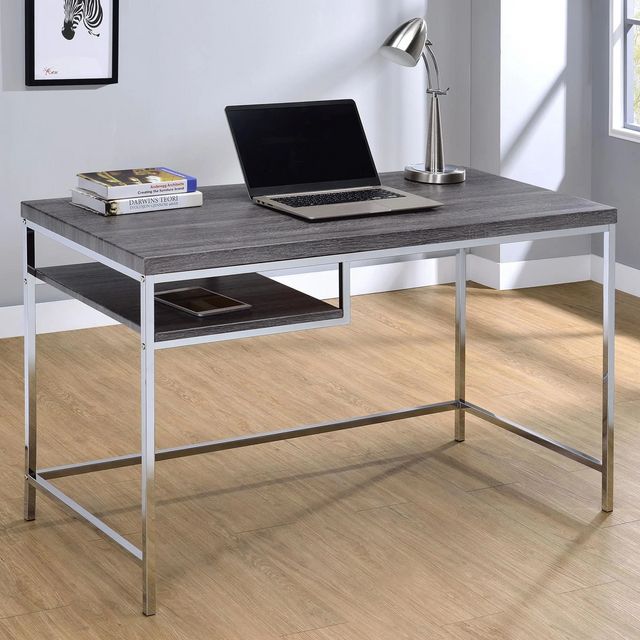 Coaster® Dobrev Weathered Grey/Clear Computer Desk-3