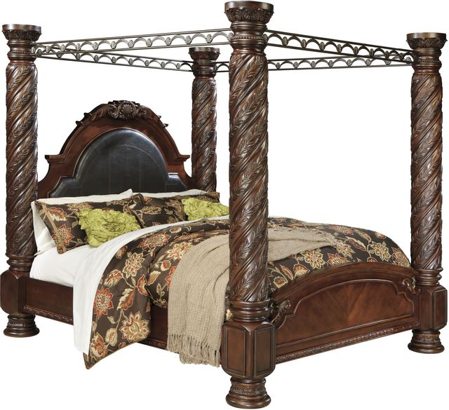Millennium® By Ashley North Shore Dark Brown King Poster Bed with Canopy