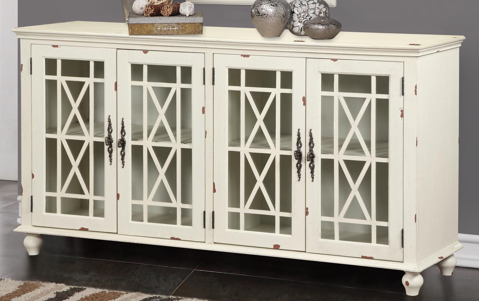 white accent console table