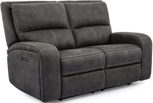 Cheers by Man Wah Charcoal Power Reclining Loveseat with Power Headrest