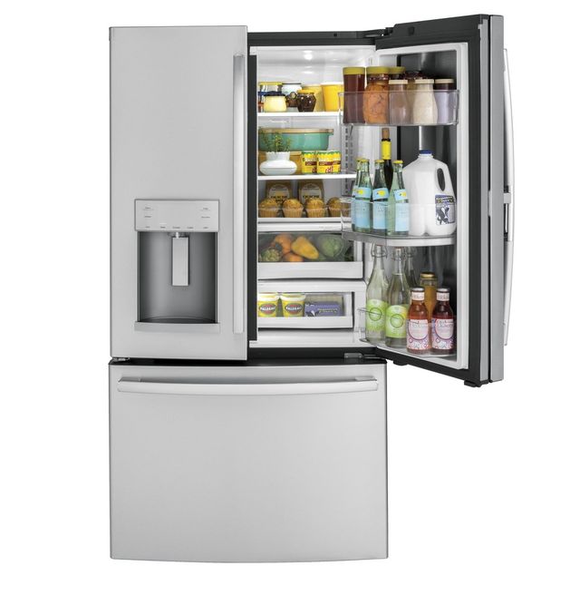 GE® 27.8 Cu. Ft. French Door Refrigerator-Black Stainless Steel 45