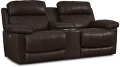 Palliser Furniture Finley Chocolate Power Reclining Loveseat with Console, Cupholder And Power Headrest (Integrity)