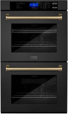 ZLINE Autograph Edition 30" Black Stainless Steel Double Electric Wall Oven