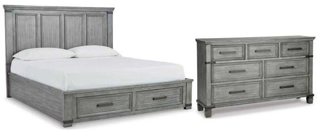 Signature Design by Ashley® Russelyn 2-Piece Gray Queen Storage Bed Set ...