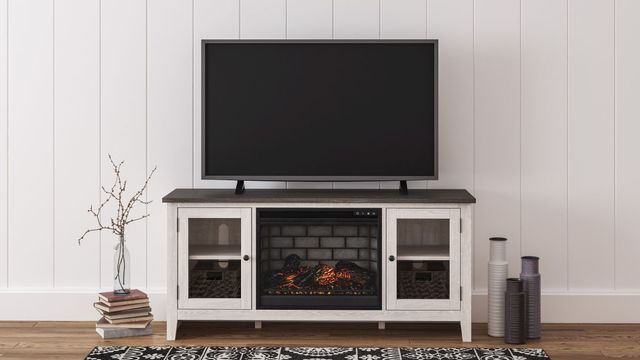Signature Design by Ashley® Dorrinson Two-tone 60" TV Stand with Electric Fireplace 2