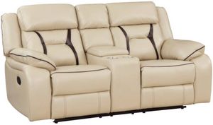 Homelegance® Amite Beige Double Reclining Love Seat with Center