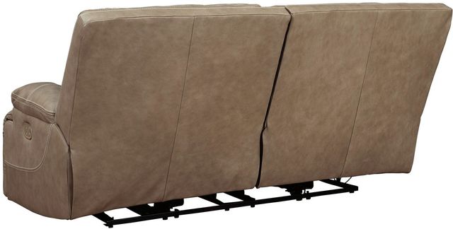 Signature Design by Ashley® Ricmen Putty Leather Power Reclining Sofa with Adjustable Headrest-2