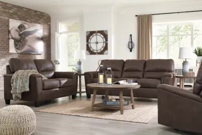 Signature Design by Ashley® Navi 3-Piece Chestnut Living Room Seating Set with Recliner 4