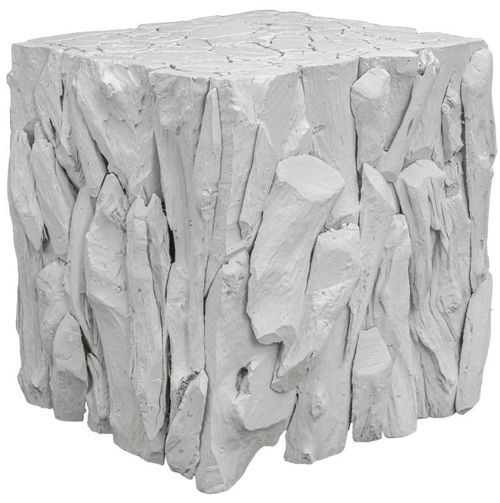 Uttermost® Teak Root White Bunching Cube Ottoman