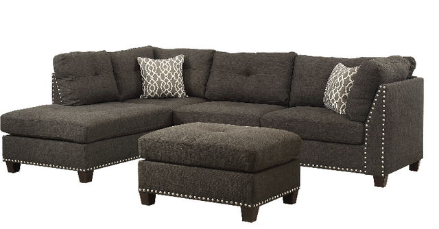 ACME Furniture Laurissa Charcoal Sectional with Ottoman