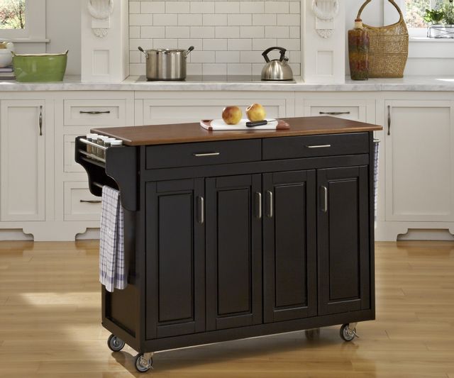 homestyles® Create-a-Cart Black/Oak Kitchen Cart-1