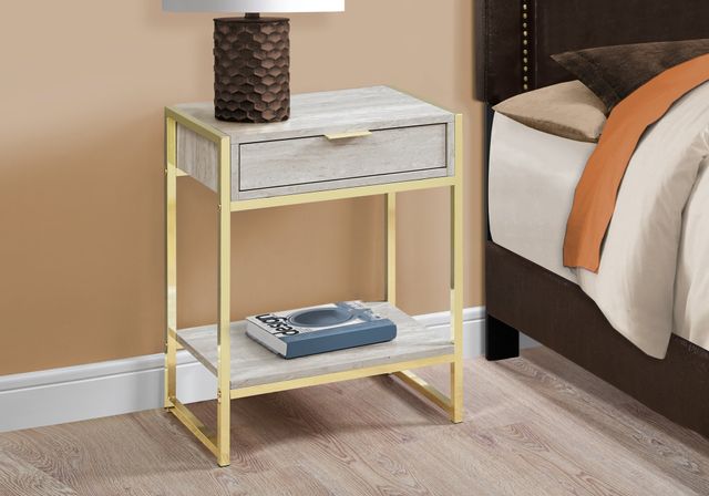 Monarch Specialties Inc. Beige Marble 24" Gold Metal Accent Table 3