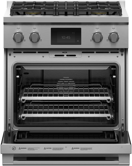 Fisher & Paykel Series 9 30" Stainless Steel with Black Glass Pro Style Dual Fuel Range 6